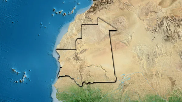 Primer Plano Zona Fronteriza Mauritania Mapa Por Satélite Punto Capital —  Fotos de Stock