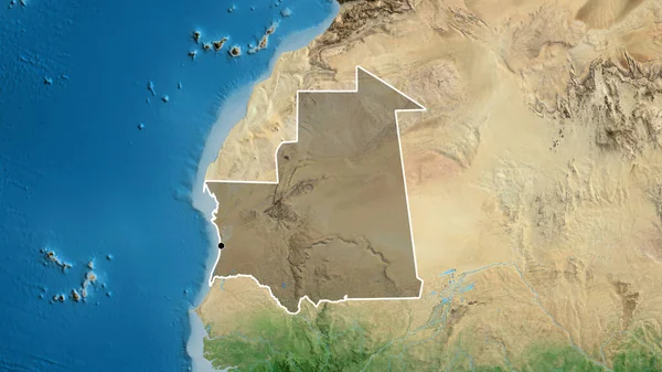 Крупный План Приграничной Зоны Мавритании Темным Наложением Спутниковую Карту Отличный — стоковое фото