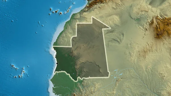 Close Área Fronteiriça Mauritânia Destacando Com Uma Cobertura Escura Mapa — Fotografia de Stock