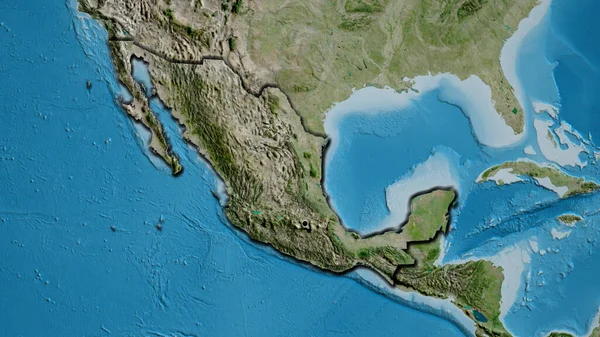 Primer Plano Zona Fronteriza México Mapa Satelital Punto Capital Bordes — Foto de Stock