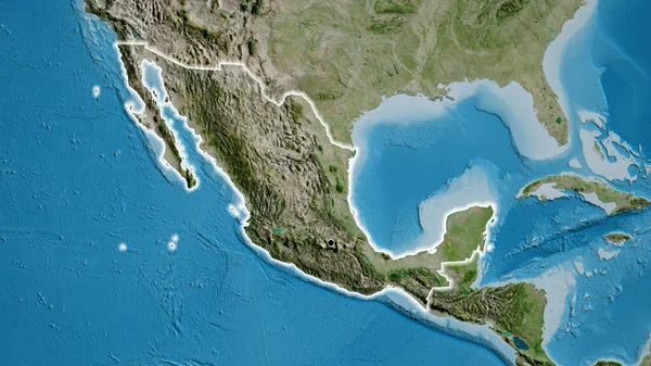 Primer Plano Zona Fronteriza México Mapa Satelital Punto Capital Brillan — Foto de Stock