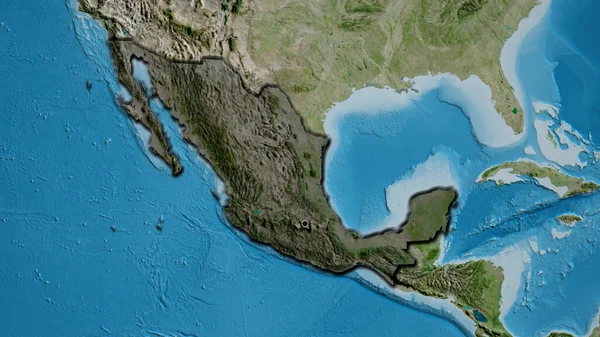 Närbild Mexikos Gränsområde Med Mörk Överlagring Satellitkarta Huvudpunkt Skalade Kanter — Stockfoto