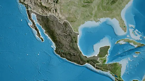 Zbliżenie Strefy Przygranicznej Meksyku Ciemną Pokrywą Mapie Satelitarnej Główny Punkt — Zdjęcie stockowe