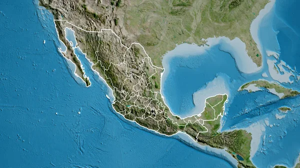 Primer Plano Zona Fronteriza México Sus Fronteras Regionales Mapa Satélite —  Fotos de Stock