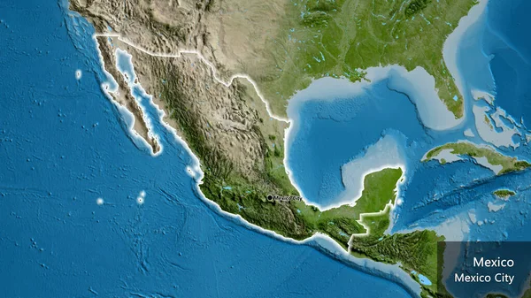 Крупный План Мексиканской Границы Спутниковой Карте Отличный Момент Светится Вокруг — стоковое фото
