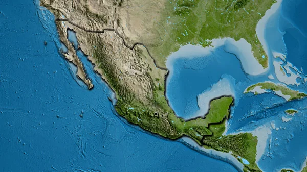 Close Mexico Border Area Satellite Map Capital Point Bevelled Edges — Stock Photo, Image
