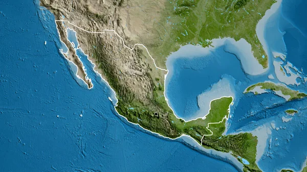 卫星地图上的墨西哥边境地区的特写 资本点 国家形貌概述 — 图库照片