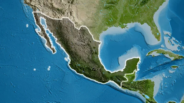 Närbild Mexikos Gränsområde Med Mörk Överlagring Satellitkarta Huvudpunkt Glow Runt — Stockfoto
