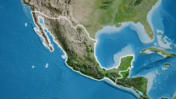 Close Mexico Border Area Satellite Map Capital Point Glow Country — Stock Photo, Image