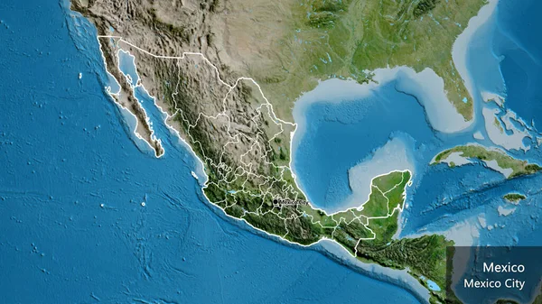 Крупный План Мексиканской Границы Региональных Границ Спутниковой Карте Отличный Момент — стоковое фото