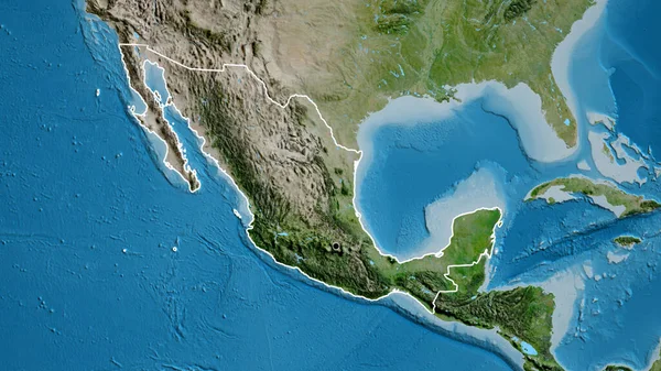 Primer Plano Zona Fronteriza México Mapa Satelital Punto Capital Esquema — Foto de Stock