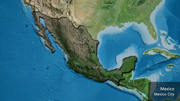 Närbild Mexikos Gränsområde Med Mörk Överlagring Satellitkarta Huvudpunkt Skalade Kanter — Stockfoto