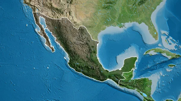 Närbild Mexikos Gränsområde Med Mörk Överlagring Satellitkarta Huvudpunkt Skissera Runt — Stockfoto