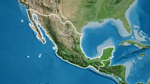 衛星地図上のメキシコ国境地域の閉鎖 資本ポイント 全国に光る — ストック写真