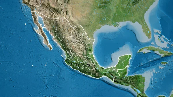 Close Van Het Mexicaanse Grensgebied Zijn Regionale Grenzen Een Satellietkaart — Stockfoto
