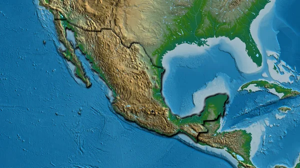 Close Área Fronteira México Mapa Físico Ponto Capital Bordas Biseladas — Fotografia de Stock