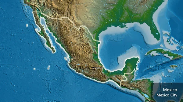 Крупный План Пограничной Зоны Мексики Физической Карте Отличный Момент Светится — стоковое фото
