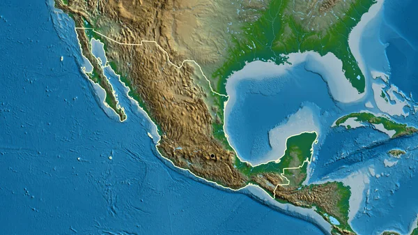 Detailní Záběr Pohraniční Oblasti Mexika Fyzické Mapě Fakt Obrys Kolem — Stock fotografie