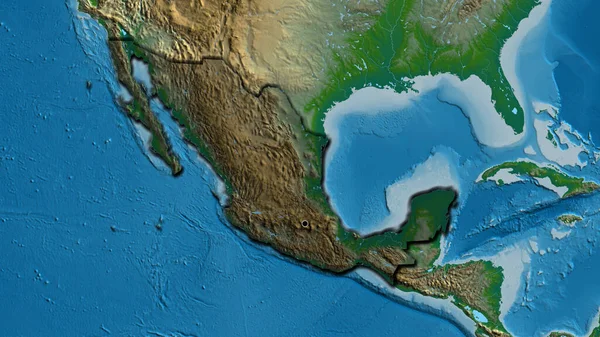 Close Mexico Border Area Highlighting Dark Overlay Physical Map Capital — Stock Photo, Image