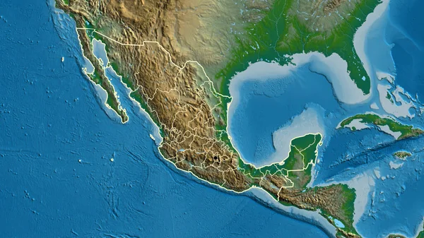 Крупный План Пограничной Зоны Мексики Региональных Границ Физической Карте Отличный — стоковое фото