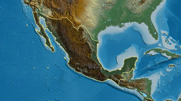Close Mexico Border Area Highlighting Dark Overlay Relief Map Capital — Stock Photo, Image
