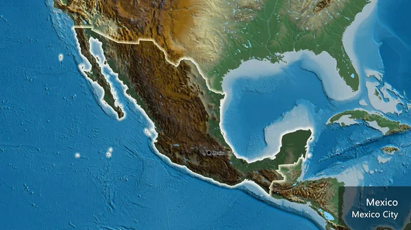 Meksika Sınır Bölgesinin Yakın Çekimleri Bir Yardım Haritasında Koyu Bir — Stok fotoğraf