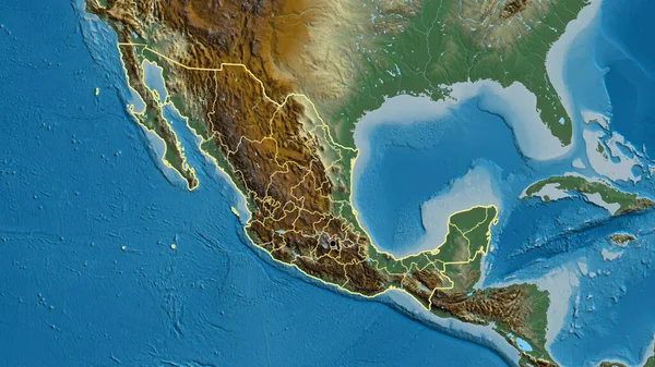 Close Mexico Border Area Its Regional Borders Relief Map Capital — Stock Photo, Image
