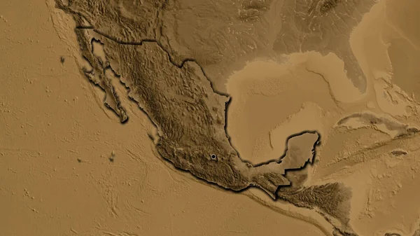 Close Van Het Mexicaanse Grensgebied Een Plattegrond Van Sepia Hoofdpunt — Stockfoto