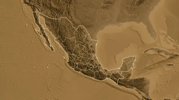 Close Van Het Mexicaanse Grensgebied Regionale Grenzen Een Plattegrond Van — Stockfoto
