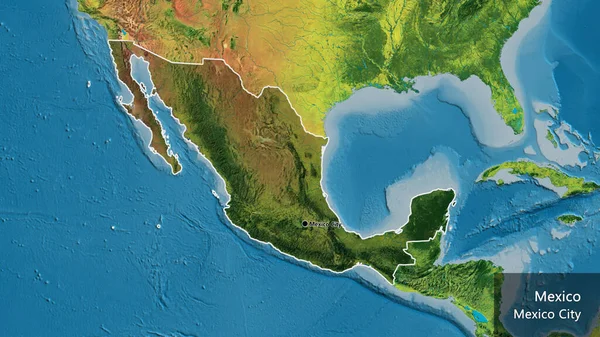 Close Mexico Border Area Highlighting Dark Overlay Topographic Map Capital — Stock Photo, Image