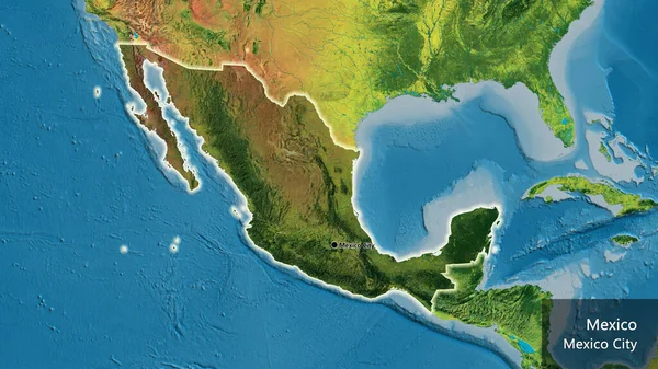Close Mexico Border Area Highlighting Dark Overlay Topographic Map Capital — Stock Photo, Image