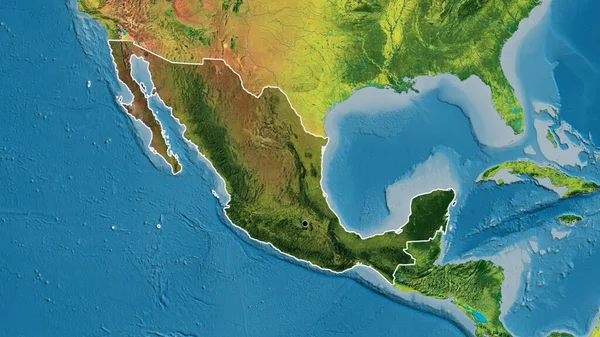 멕시코 지역의 촬영은 지형학 지도에 어두운 오버레이로 조명되고 있습니다 나라의 — 스톡 사진