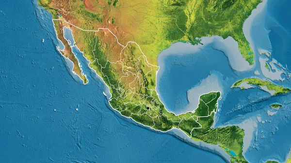 Close Área Fronteira México Suas Fronteiras Regionais Mapa Topográfico Ponto — Fotografia de Stock