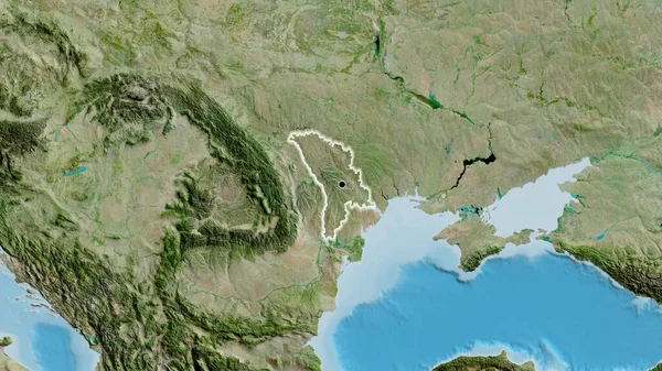 Gros Plan Frontière Moldave Sur Une Carte Satellite Point Capital — Photo