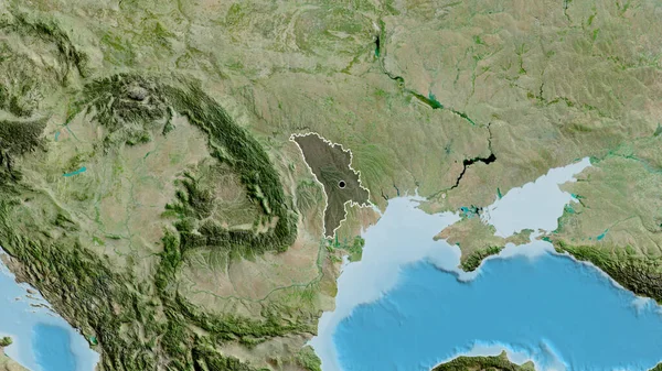 Γκρο Πλαν Της Παραμεθόριας Περιοχής Της Μολδαβίας Σκούρα Επικάλυψη Δορυφορικό — Φωτογραφία Αρχείου