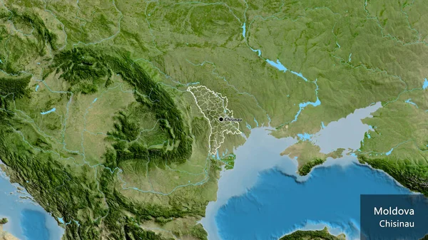 Крупним Планом Прикордонна Зона Молдови Регіональні Кордони Супутниковій Карті Столична — стокове фото