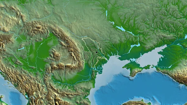 Primer Plano Zona Fronteriza Moldova Mapa Físico Punto Capital Esquema — Foto de Stock