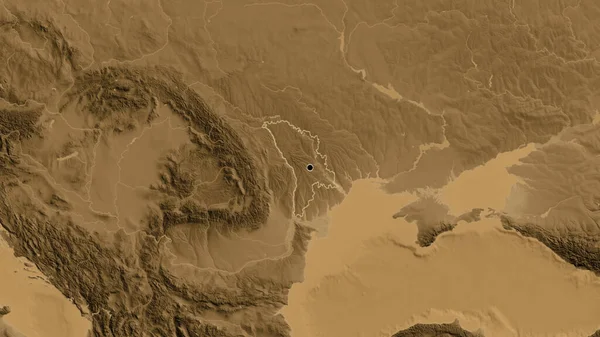 Nahaufnahme Des Moldawischen Grenzgebiets Auf Einer Sepia Karte Kapitalpunkt Umrisse — Stockfoto