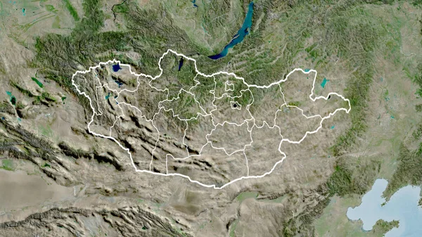 Крупный План Приграничной Зоны Монголии Региональных Границ Спутниковой Карте Отличный — стоковое фото