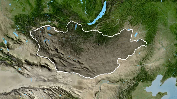 Primer Plano Zona Fronteriza Mongolia Destacando Con Una Oscura Superposición — Foto de Stock