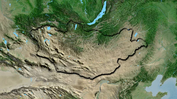 Detailní Záběr Pohraniční Oblast Mongolska Satelitní Mapě Fakt Zkosené Hrany — Stock fotografie