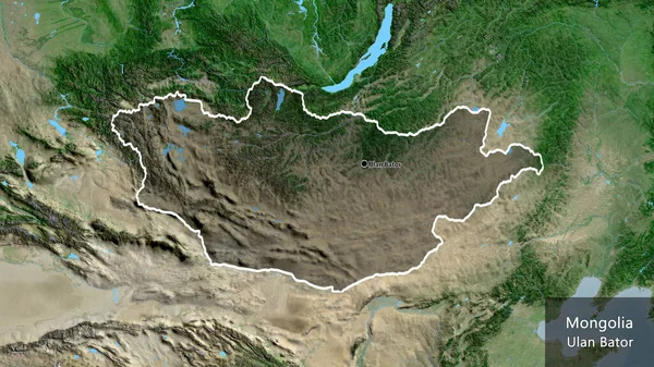 Primer Plano Zona Fronteriza Mongolia Destacando Con Una Oscura Superposición —  Fotos de Stock