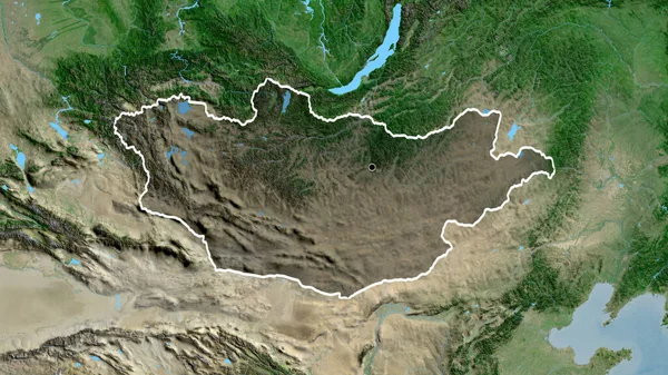 通过卫星地图上的黑暗覆盖 对蒙古边境地区进行了密切监视 资本点 国家形貌概述 — 图库照片