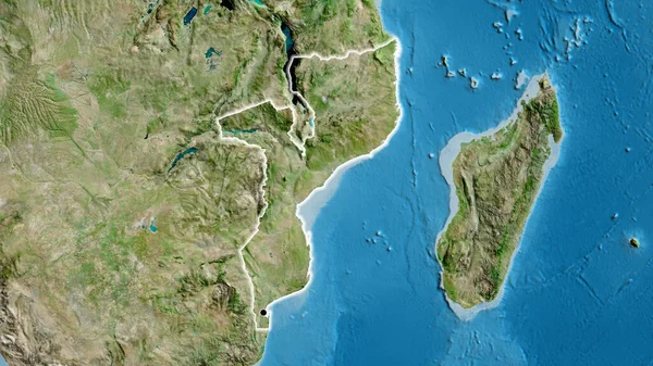 Närbild Moçambiques Gränsområde Satellitkarta Huvudpunkt Glow Runt Landet Form — Stockfoto