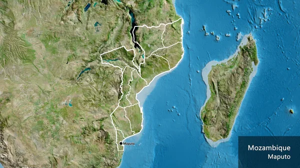 Nahaufnahme Des Mosambikanischen Grenzgebiets Und Seiner Regionalen Grenzen Auf Einer — Stockfoto