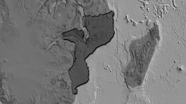 Крупный План Приграничной Зоны Мозамбика Выделяющийся Тёмным Наложением Двустворчатую Карту — стоковое фото