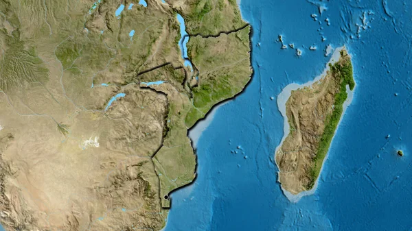 Närbild Moçambiques Gränsområde Satellitkarta Huvudpunkt Skalade Kanter Lantformen — Stockfoto