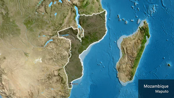 Close Mozambique Border Area Highlighting Dark Overlay Satellite Map Capital — Stock Photo, Image