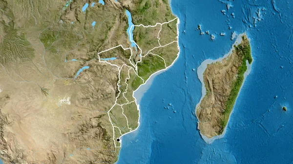 Close Mozambique Border Area Its Regional Borders Satellite Map Capital — Stock Photo, Image