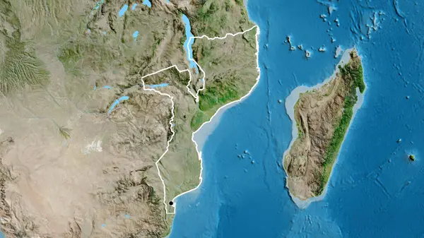 Närbild Moçambiques Gränsområde Satellitkarta Huvudpunkt Skissera Runt Landet Form — Stockfoto